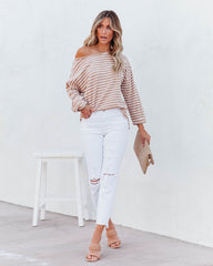 Raelle Cotton Blend Striped Top - Tan Ivory Ins Street