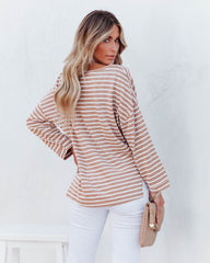 Raelle Cotton Blend Striped Top - Tan Ivory Ins Street