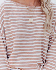 Raelle Cotton Blend Striped Top - Tan Ivory Ins Street