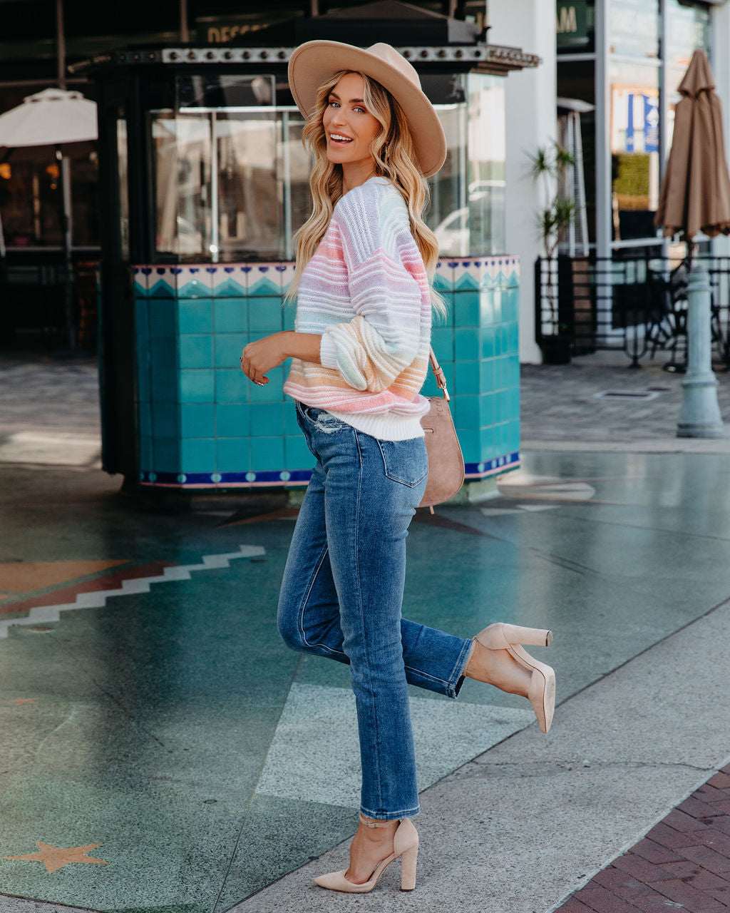 Rain Then Rainbow Striped Knit Sweater Ins Street