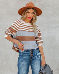 Raphael Striped Crop Knit Sweater Ins Street