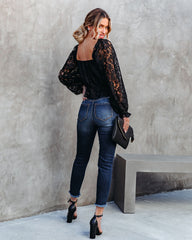 Ready To Mingle Cropped Lace Peplum Blouse - Black - FINAL SALE Ins Street