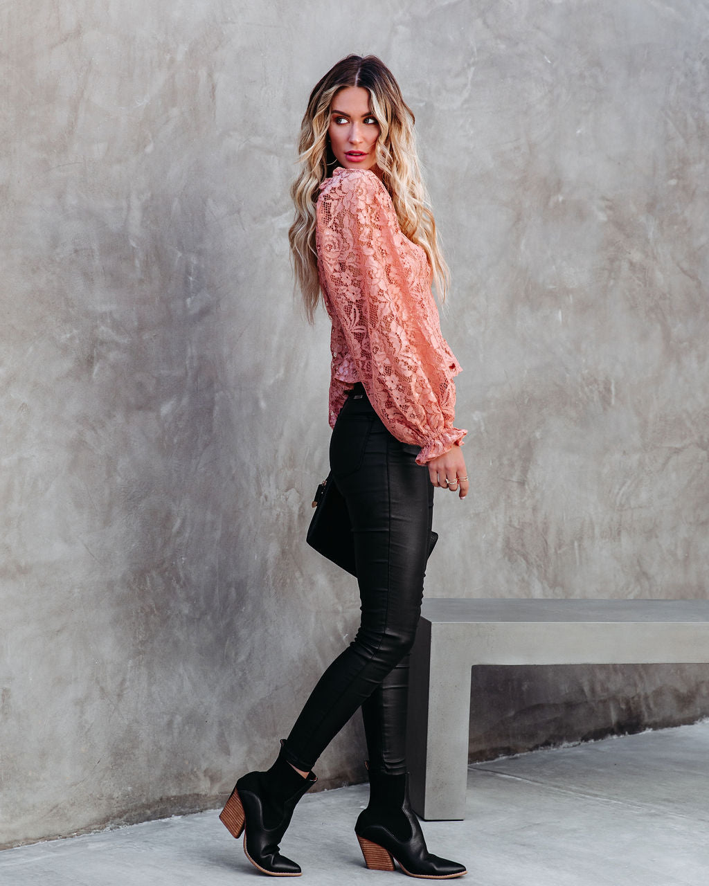 Ready To Mingle Cropped Lace Peplum Blouse - Blush - FINAL SALE Ins Street