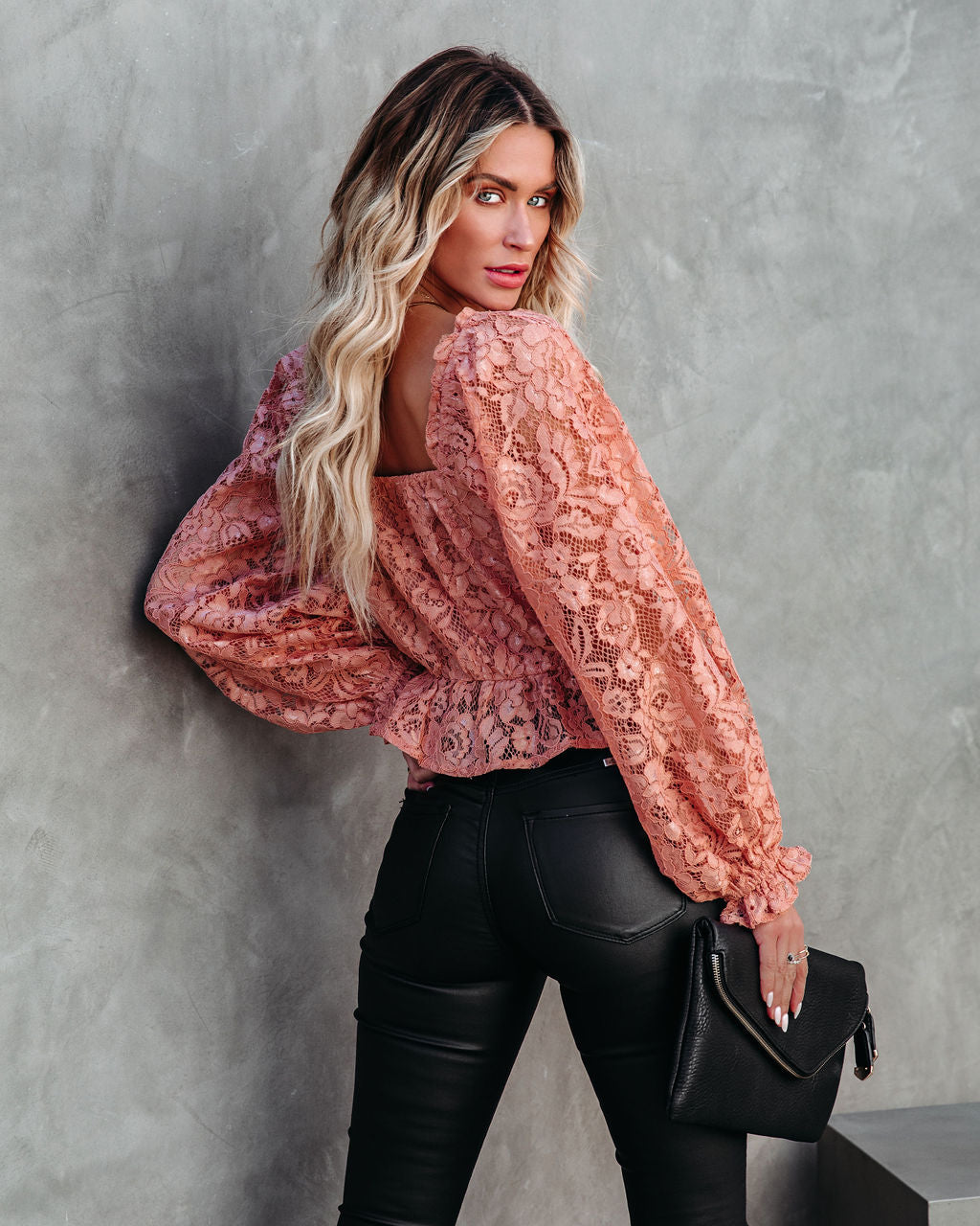 Ready To Mingle Cropped Lace Peplum Blouse - Blush - FINAL SALE Ins Street