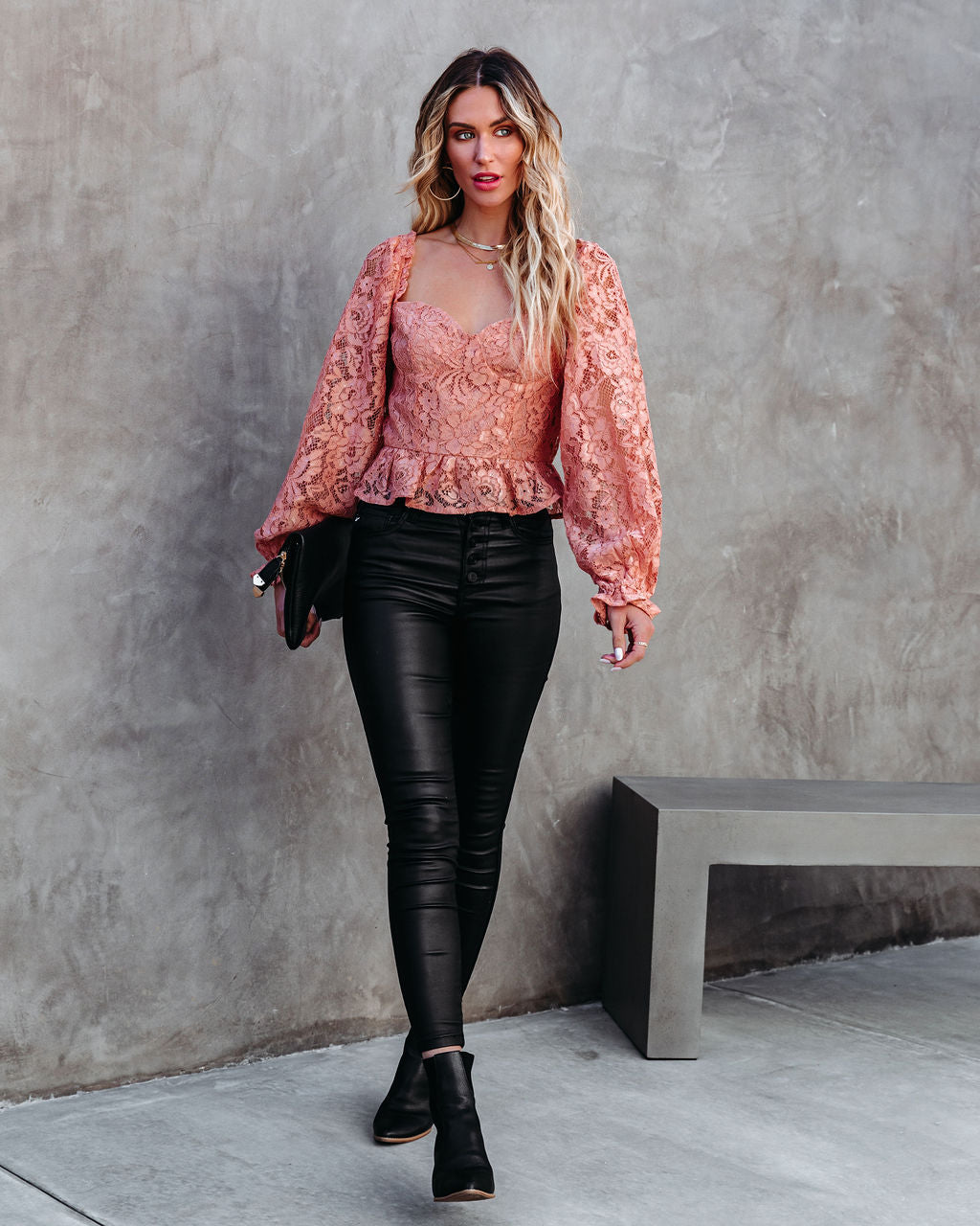 Ready To Mingle Cropped Lace Peplum Blouse - Blush - FINAL SALE Ins Street