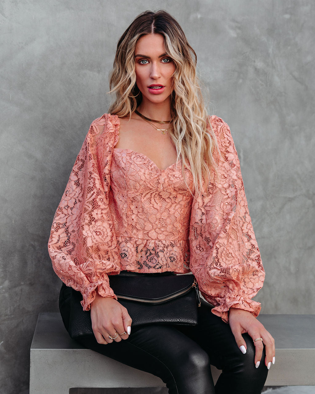 Ready To Mingle Cropped Lace Peplum Blouse - Blush - FINAL SALE Ins Street