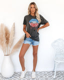 Red, White + Blue Lips Distressed Cotton Tee Ins Street