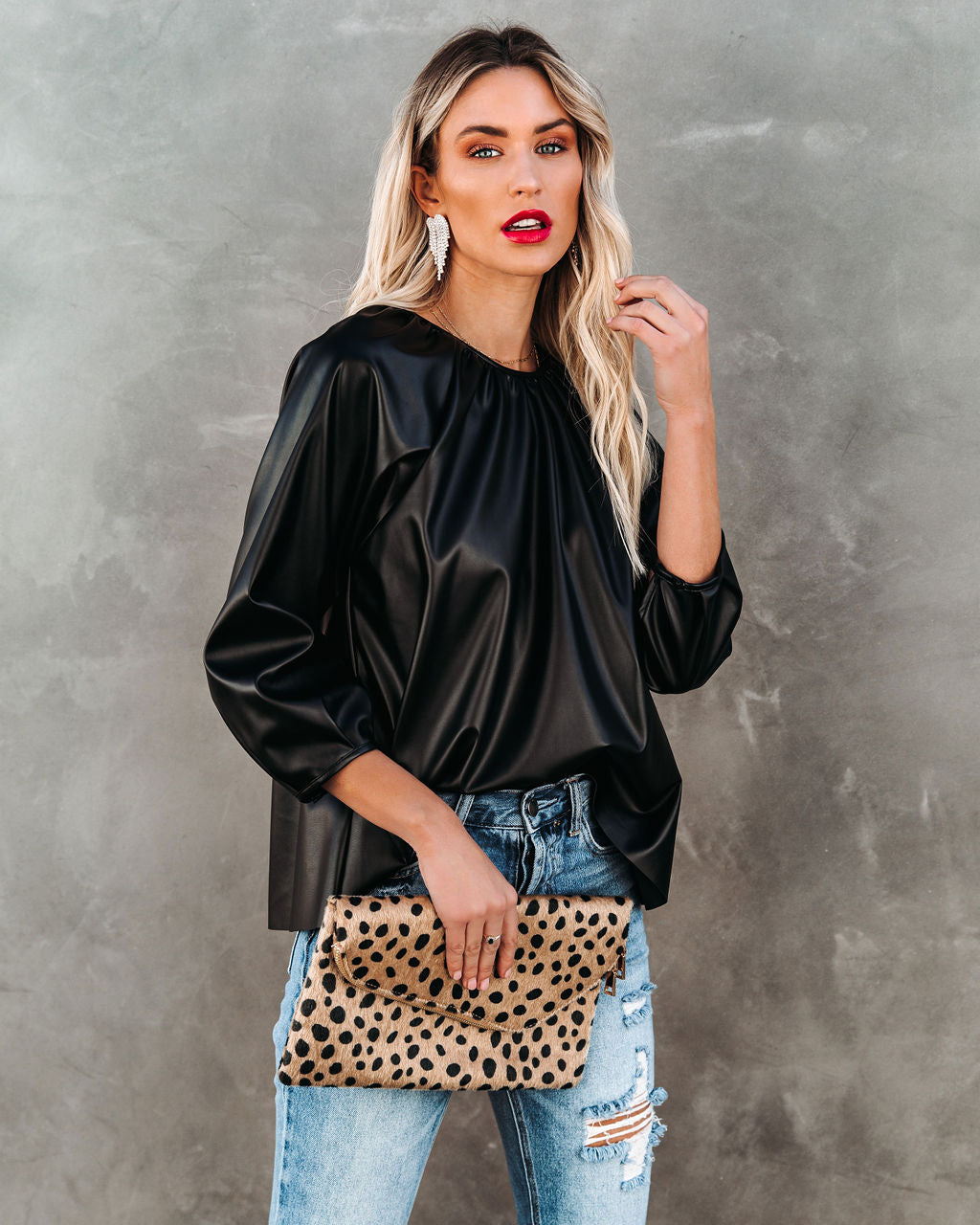 Regal Faux Leather Top - Black - FINAL SALE Ins Street