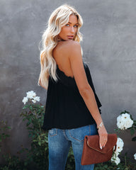 Reminiscence Crochet Lace Drape Tank - Black Ins Street