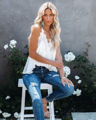 Reminiscence Crochet Lace Drape Tank - White Ins Street