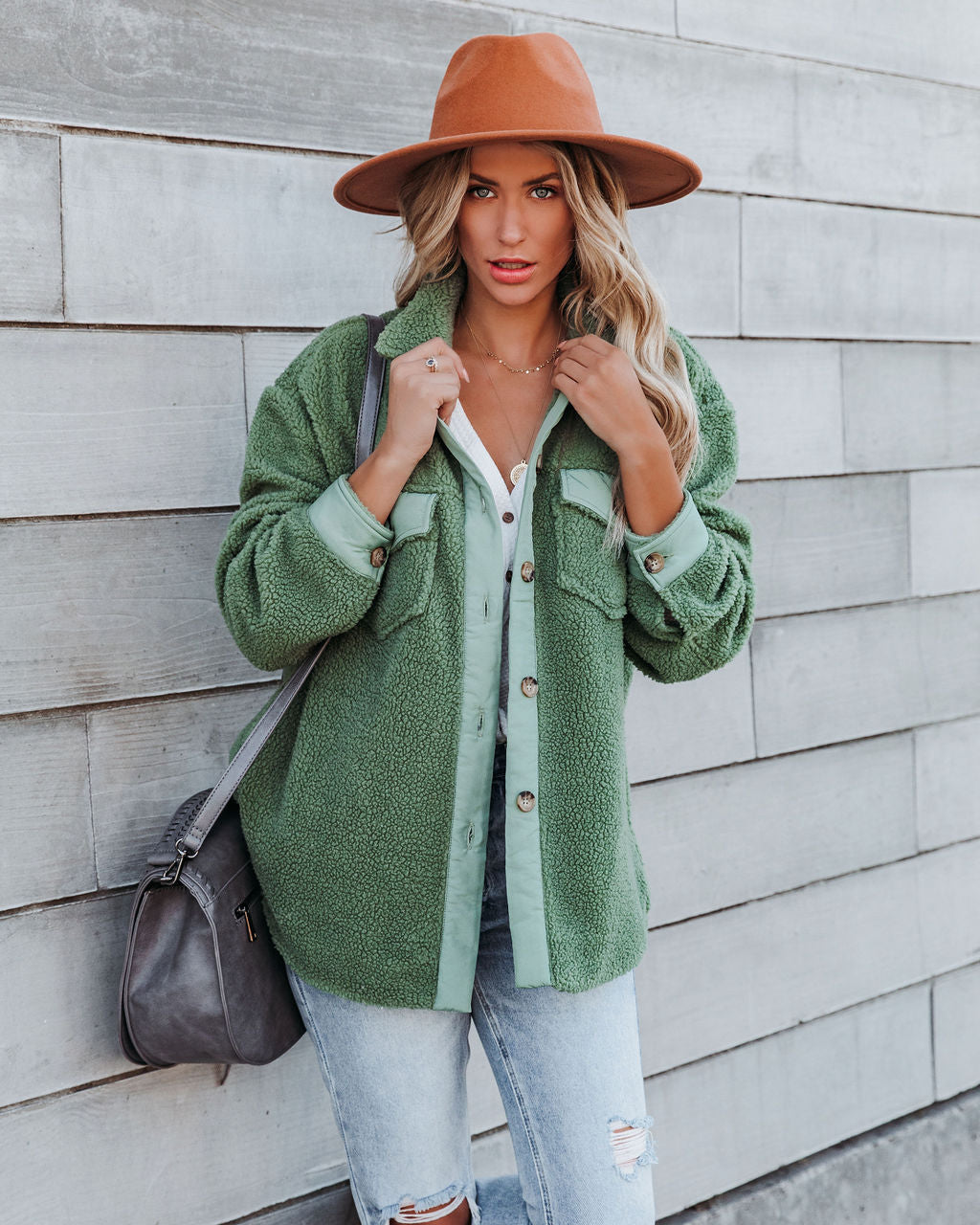 Ren Button Down Fleece Jacket - Olive Ins Street