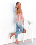 Renley Off The Shoulder Tulle Blouse - Blush Ins Street