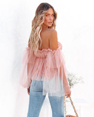 Renley Off The Shoulder Tulle Blouse - Blush Ins Street