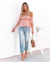 Renley Off The Shoulder Tulle Blouse - Blush Ins Street