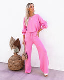 Rexa Wide Leg Knit Pants - Pink - FINAL SALE