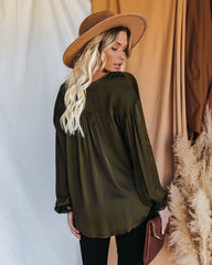 Riker Satin Frayed Blouse - Olive Ins Street