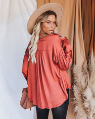 Riker Satin Frayed Blouse - Terracotta - FINAL SALE Ins Street