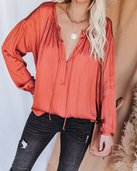 Riker Satin Frayed Blouse - Terracotta - FINAL SALE Ins Street