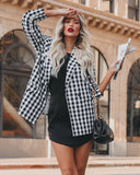 Rochelle Cotton Blend Pocketed Gingham Blazer - Black Ins Street