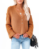 Rodney Cotton Henley Sweater - Camel Ins Street