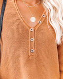 Rodney Cotton Henley Sweater - Camel Ins Street