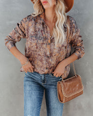 Roscoe Printed Satin Button Down Blouse Ins Street