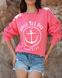Rose All Day Yacht Club Cotton Blend Sweatshirt Ins Street
