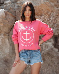 Rose All Day Yacht Club Cotton Blend Sweatshirt Ins Street