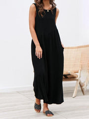 Round Neck Sleeveless Pocket Vest Jumpsuit Ins Street