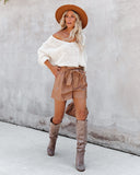 Roxbury Pocketed Faux Leather Shorts - Camel Ins Street