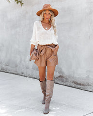 Roxbury Pocketed Faux Leather Shorts - Camel Ins Street