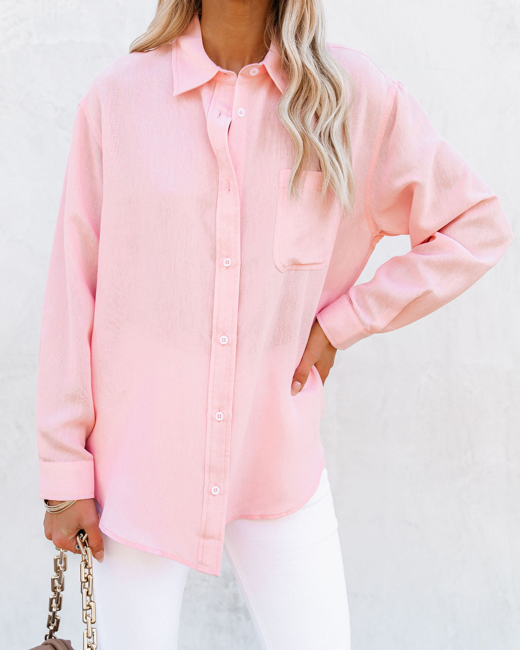 Royce Cotton Button Down Top - Baby Pink Ins Street