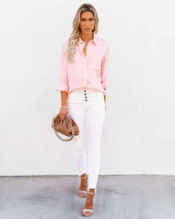 Royce Cotton Button Down Top - Baby Pink Ins Street