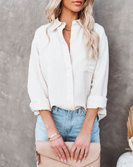 Royce Cotton Button Down Top - Cream Ins Street