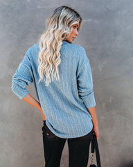 Roza V-Neck Ribbed Knit Top - Blue Ins Street