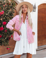 Rozlynn Pocketed Denim Jacket - Pink Ins Street