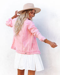 Rozlynn Pocketed Denim Jacket - Pink Ins Street