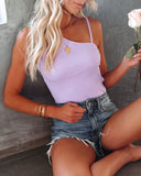 Rumor Cotton Blend Asymmetrical Tank - Lavender Ins Street