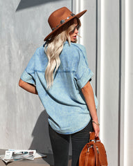 Rustin Chambray Button Down Top - Light Wash Ins Street