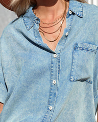 Rustin Chambray Button Down Top - Light Wash Ins Street