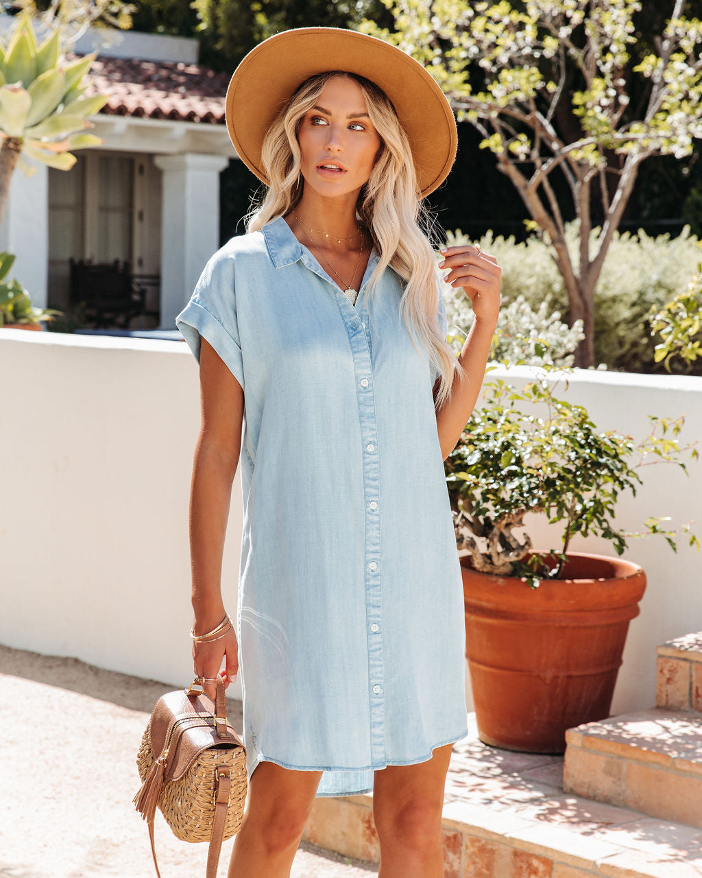 Ryan Chambray Button Down Dress - Light Wash Ins Street