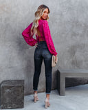 Saba Floral Textured Crop Blouse - Magenta Ins Street