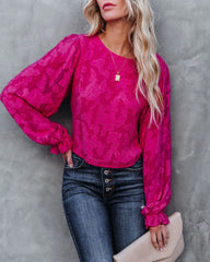 Saba Floral Textured Crop Blouse - Magenta Ins Street