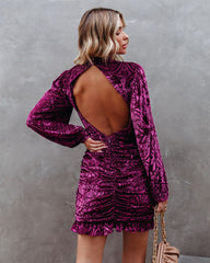 Salem Ruched Velvet Mini Dress - Grape Ins Street