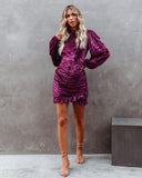 Salem Ruched Velvet Mini Dress - Grape Ins Street