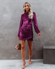 Salem Ruched Velvet Mini Dress - Grape Ins Street