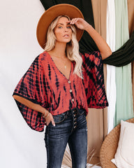 Saline Tie Dye Button Down Kimono Top - Salmon Ins Street