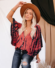 Saline Tie Dye Button Down Kimono Top - Salmon Ins Street