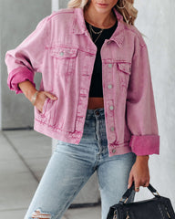 Sarah Pocketed Washed Denim Jacket POL-001