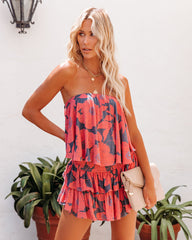 Sarasota Strapless Floral Ruffle Romper MUST-001